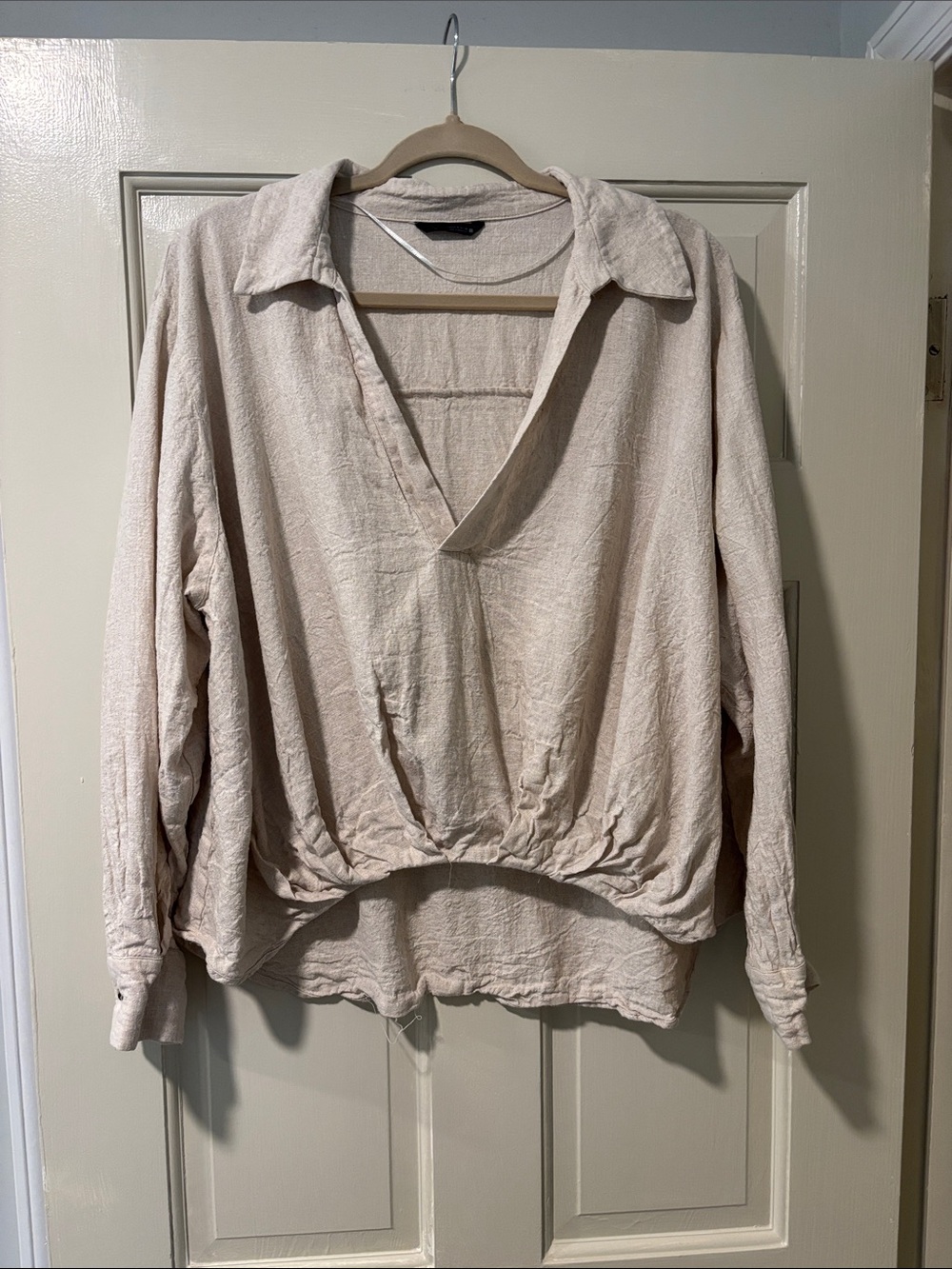 Zara Cream V-Neck Long Sleeve Relaxed Tunic